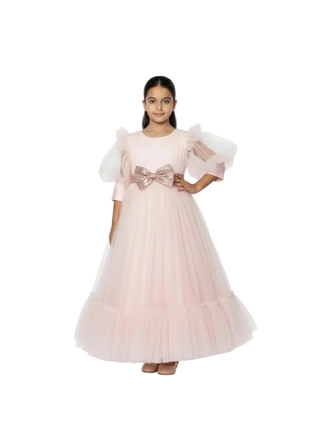 D'Daniela Tulle Puff-Sleeve Dress